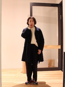 「koe（コエ）のアイテム（ステンカラーコート）」を使った、hiro.jpさん（メンズ・171cm）の冬コーディネート