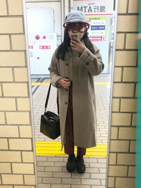 「CHUMS（チャムス）のアイテム（帽子）」を使った、🌝さん（レディース・161cm）の冬コーディネート