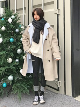 「オルチャンファッション」｜「アイテム（ムートンコート）」を使った、luvluvme.jpさん（レディース・169cm）の冬コーディネート