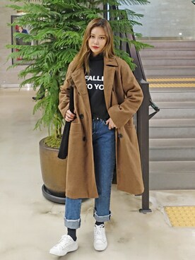 「オルチャンファッション」｜「アイテム（その他アウター）」を使った、luvluvme.jpさん（レディース・161cm）の冬コーディネート