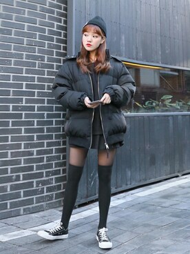 「オルチャンファッション」｜「アイテム（ダウンジャケット/コート）」を使った、luvluvme.jpさん（レディース・166cm）の冬コーディネート