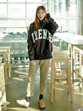 「オルチャンファッション」｜「アイテム（その他シューズ）」を使った、luvluvme.jpさん（レディース・166cm）の冬コーディネート