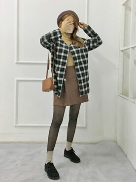 「オルチャンファッション」｜「アイテム（その他シューズ）」を使った、luvluvme.jpさん（レディース・158cm）の冬コーディネート