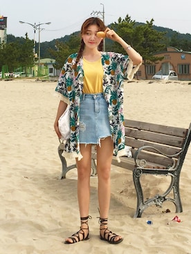 「オルチャンファッション」｜「アイテム（その他アウター）」を使った、luvluvme.jpさん（レディース・166cm）の夏コーディネート