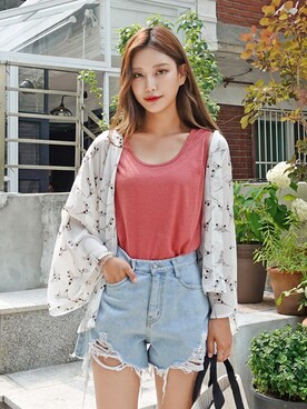「オルチャンファッション」｜「アイテム（その他アウター）」を使った、luvluvme.jpさん（レディース・163cm）の夏コーディネート