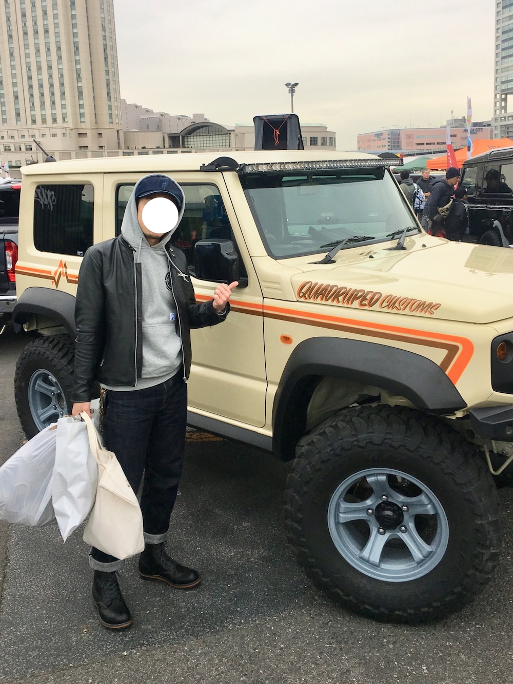 「アメカジ、ベックマン、ライダース、デニム」｜「ETERNALのアイテム（ハンチング/ベレー帽、ブルー系）」を使った、4'sさん（メンズ・173cm）の冬コーディネートの1枚目の写真