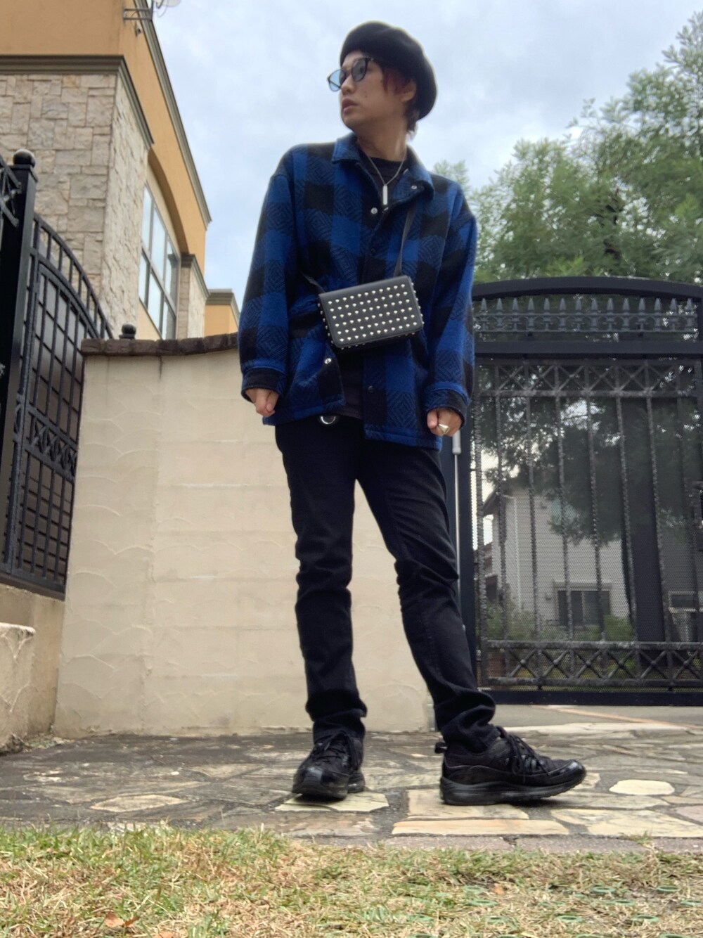 「テンダーロイン、TENDERLOIN、シュプリーム、ストリート、NIKE、COMME des GARCONS」｜「TENDERLOINのアイテム（ブルゾン、ブルー系）」を使った、moto miniさん（メンズ・171cm）の秋コーディネートの1枚目の写真