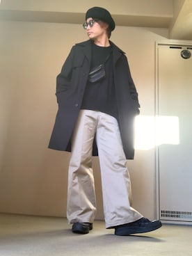 「マルジェラ」｜「アイテム（ステンカラーコート）」を使った、moto miniさん（メンズ・171cm）の秋コーディネート