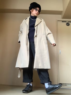 「COMOLI（コモリ）のアイテム（その他アウター）」を使った、moto miniさん（メンズ・171cm）の冬コーディネート