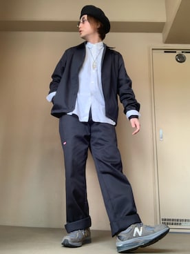 「AFFIX（表示禁止）（アフィックス）のアイテム（パンツ）」を使った、moto miniさん（メンズ・171cm）の冬コーディネート