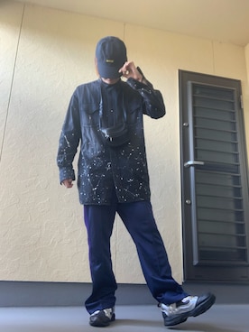 「AFFIX（表示禁止）（アフィックス）のアイテム（帽子）」を使った、moto miniさん（メンズ・171cm）の春コーディネート