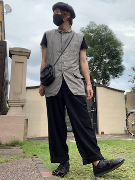 「Yohji Yamamoto（ヨウジヤマモト）のアイテム（その他小物）」を使った、moto miniさん（メンズ・171cm）の夏コーディネート