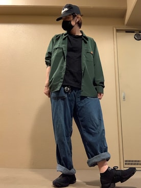 「Yohji Yamamoto（ヨウジヤマモト）のアイテム（スニーカー）」を使った、moto miniさん（メンズ・171cm）の夏コーディネート