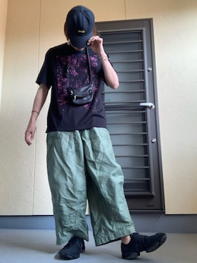 「Yohji Yamamoto（ヨウジヤマモト）のアイテム（スニーカー）」を使った、moto miniさん（メンズ・171cm）の夏コーディネート