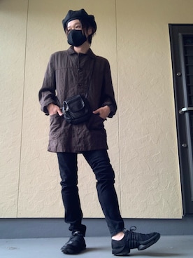 「Yohji Yamamoto（ヨウジヤマモト）のアイテム（その他小物）」を使った、moto miniさん（メンズ・171cm）の秋コーディネート