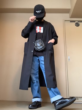 「アイテム（ステンカラーコート）」を使った、moto miniさん（メンズ・171cm）の秋コーディネート
