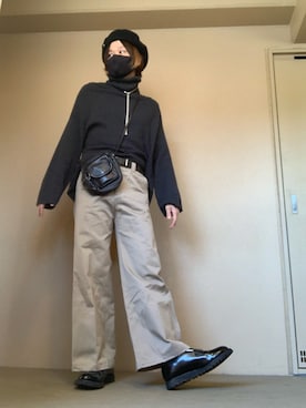 「Yohji Yamamoto（ヨウジヤマモト）のアイテム（ニット/セーター）」を使った、moto miniさん（メンズ・171cm）の冬コーディネート