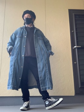 「MINEDENIM（マインデニム）のアイテム（ジャケット/アウター）」を使った、moto miniさん（メンズ・171cm）の冬コーディネート