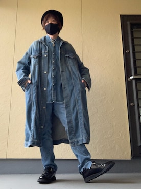「MINEDENIM（マインデニム）のアイテム（ジャケット/アウター）」を使った、moto miniさん（メンズ・171cm）の冬コーディネート