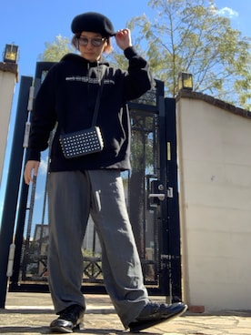 「minedenim」｜「アイテム（ハンチング/ベレー帽）」を使った、moto miniさん（メンズ・171cm）の冬コーディネート
