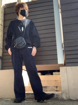 「Yohji Yamamoto（ヨウジヤマモト）のアイテム（スニーカー）」を使った、moto miniさん（メンズ・171cm）の冬コーディネート