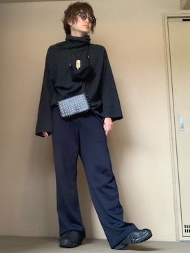「Yohji Yamamoto（ヨウジヤマモト）のアイテム（ニット/セーター）」を使った、moto miniさん（メンズ・171cm）の春コーディネート