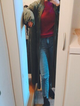 「JEANASIS（ジーナシス）のアイテム（MA-1）」を使った、ommiさん（レディース・160cm）の秋コーディネート