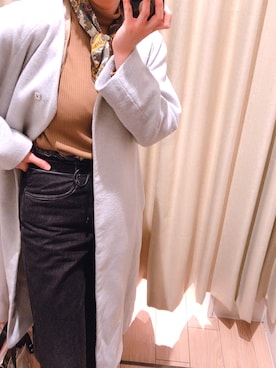 「JEANASIS（ジーナシス）のアイテム（ノーカラージャケット）」を使った、ommiさん（レディース・160cm）の冬コーディネート