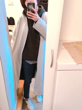 「JEANASIS（ジーナシス）のアイテム（ノーカラージャケット）」を使った、ommiさん（レディース・160cm）の冬コーディネート