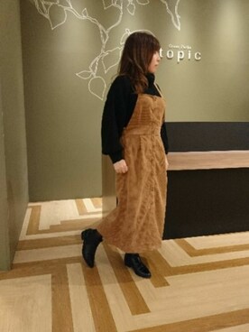 yuchiさんの「・RAYCASSIN コーデュロイジャンパースカート」を使ったコーディネート