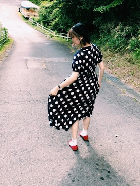 「水玉」｜「アイテム（ハンチング/ベレー帽）」を使った、きりちゃんさん（レディース・160cm）の秋コーディネート