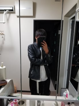 「THE CASUAL（カジュアル）のアイテム（ライダースジャケット）」を使った、yuukiさん（メンズ・177cm）の秋コーディネート