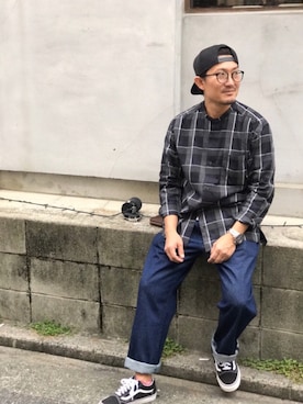 「newneu.（ニューニュー）のアイテム（帽子）」を使った、みえは〜る。さん（メンズ・169cm）の秋コーディネート