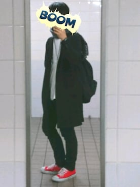 「GU（ジーユー）の（GU）スキニーフィットジーンズ（MEN ⁄ ジーンズ）」を使った、ヤマさん（メンズ・170cm）の秋コーディネート