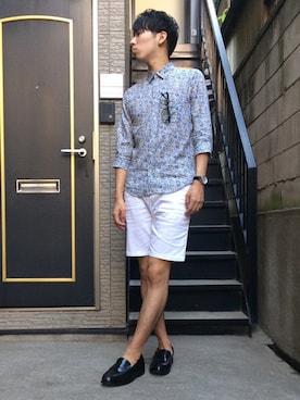「膝上ショーツ」｜「アイテム（腕時計）」を使った、shinjiさん（メンズ・175cm）の夏コーディネート
