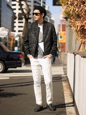 「ラトルトラップ」｜「アイテム（MA-1）」を使った、shunsuke.Hさん（メンズ・182cm）の冬コーディネート