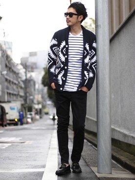 「glory crew（グローリークルー）のアイテム（ニット/セーター）」を使った、shunsuke.Hさん（メンズ・182cm）の冬コーディネート