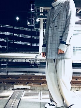 「SHAREEF（シャリーフ）のアイテム（テーラードジャケット）」を使った、わたる。さん（メンズ・171cm）の夏コーディネート