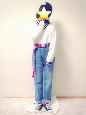 「ハイウエストストレートジーンズ」｜keroさん（レディース・157cm）の冬コーディネート