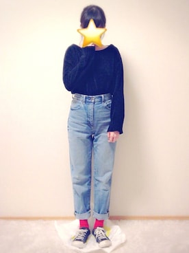 「ハイウエストストレートジーンズ」｜keroさん（レディース・157cm）の冬コーディネート