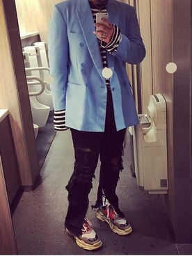 「YSL（ワイエスエル）のアイテム（ジャケット/アウター）」を使った、iMasa!さん（メンズ・185cm）の夏コーディネート