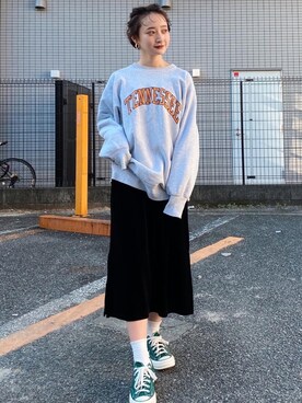 「チャックテイラー」｜「アイテム（ワンピース/ドレス）」を使った、いそまた あいさん（レディース・160cm）の冬コーディネート