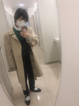 「ローリーズファーム(LOWRYS FARM)」｜「アイテム（ステンカラーコート）」を使った、NAOさん（レディース・149cm）の冬コーディネート