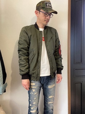 「DIESEL（ディーゼル）のアイテム（MA-1）」を使った、HIROさん（メンズ・170cm）の春コーディネート