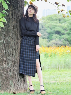 「秋のマイ旬スタイル」｜「アイテム（キャスケット）」を使った、ななかなさん（レディース・156cm）の秋コーディネート