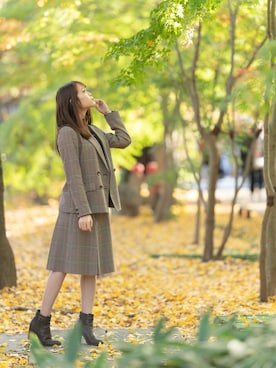「PROPORTION BODY DRESSING（プロポーションボディドレッシング）のアイテム（ジャケット/アウター）」を使った、ななかなさん（レディース・156cm）の秋コーディネート