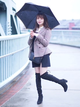「MERCURYDUO（マーキュリーデュオ）のアイテム（ブーツ）」を使った、ななかなさん（レディース・156cm）の冬コーディネート