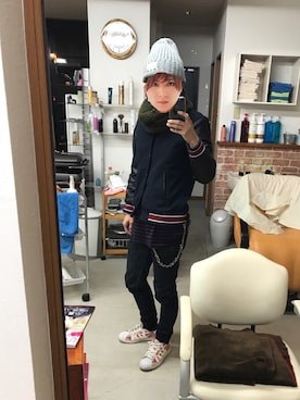 「And A（アンドエー）のアイテム（財布/小物）」を使った、田舎ヤンキーさん（メンズ・173cm）の冬コーディネート