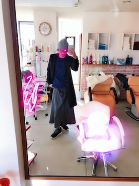 「DETAILS（ディテールズ）のアイテム（チェスターコート）」を使った、田舎ヤンキーさん（メンズ・173cm）の冬コーディネート