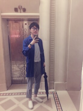 「ZARA（ザラ）のアイテム（ピーコート）」を使った、Squall-Wongさん（メンズ・186cm）の春コーディネート